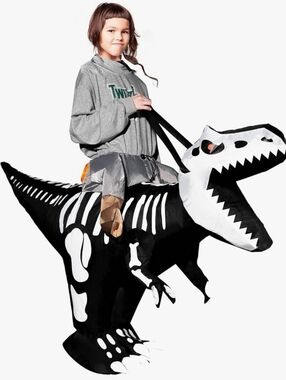 Kids Inflatable Skeleton Dinosaur Costume - Black/White